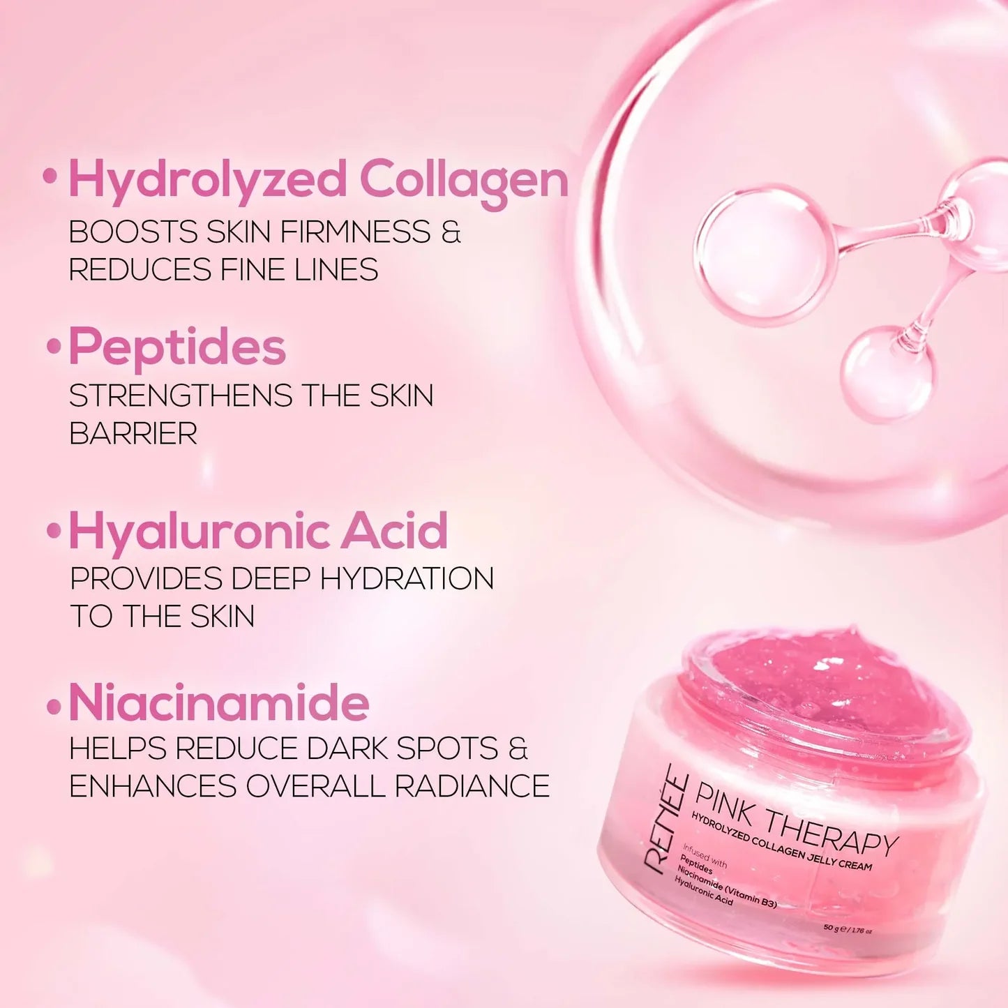 RENEE Pink Therapy Hydrolyzed Collagen Jelly Cream.